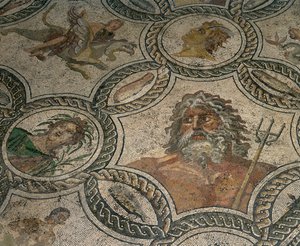 Årstidene (detalj), polykrom mosaikk av Roman Roman